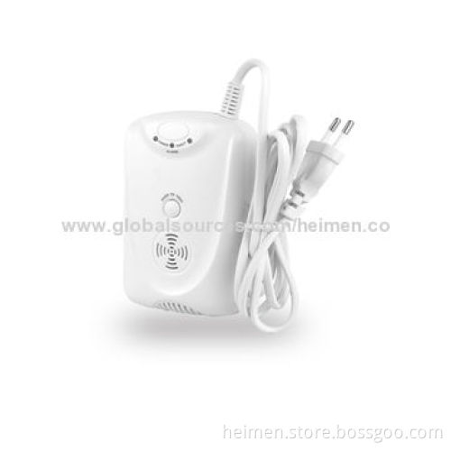 AC100-240V independent gas alarm sensor support back up battery with sound and flash alarm